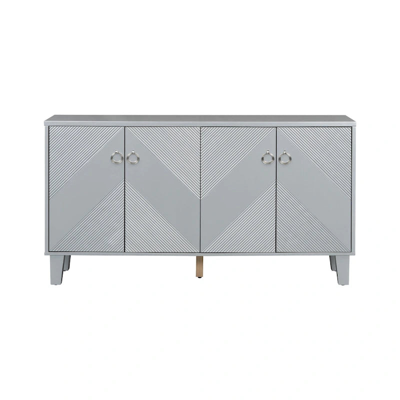Mobile credenza nero/argento a 2 ante, 152 cm, motivo geometrico