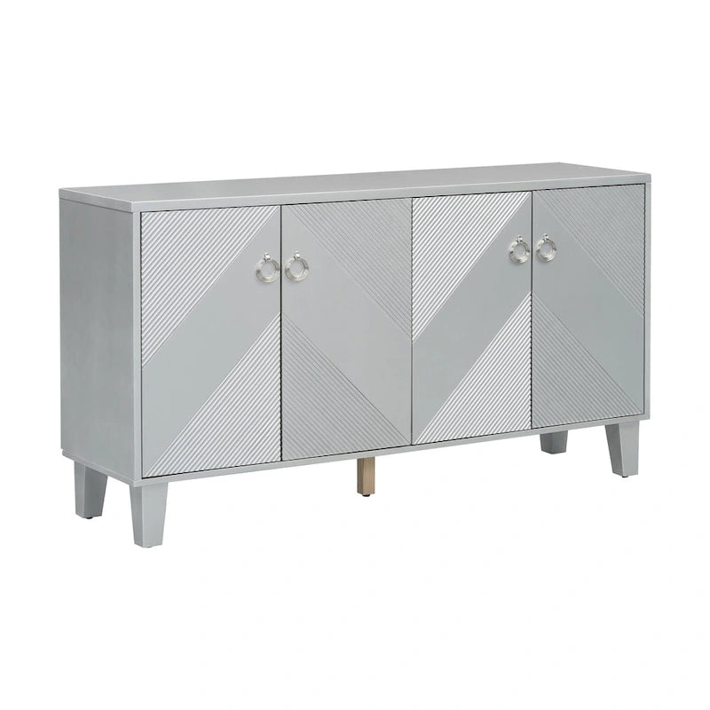 Mobile credenza nero/argento a 2 ante, 152 cm, motivo geometrico