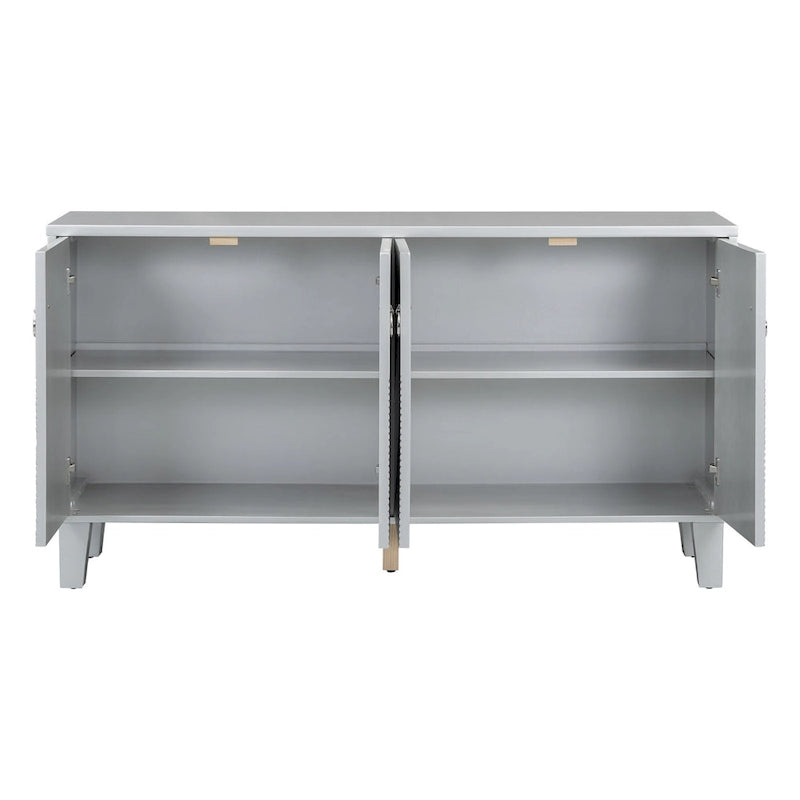 Mobile credenza nero/argento a 2 ante, 152 cm, motivo geometrico