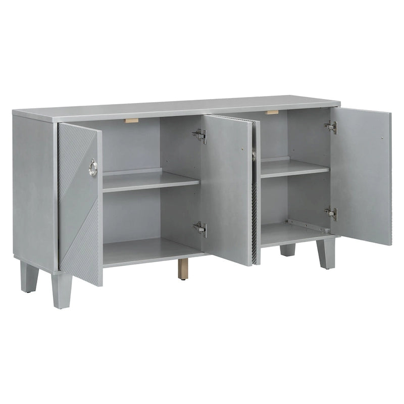 Mobile credenza nero/argento a 2 ante, 152 cm, motivo geometrico