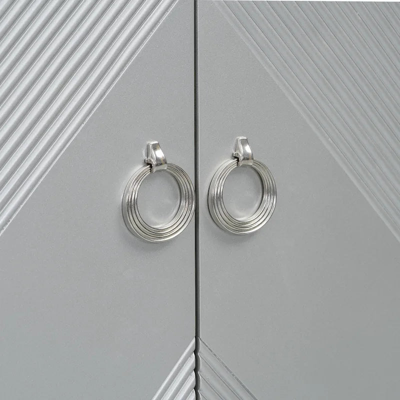 Mobile credenza nero/argento a 2 ante, 152 cm, motivo geometrico