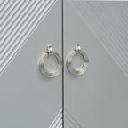 Mobile credenza nero/argento a 2 ante, 152 cm, motivo geometrico