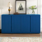 Madia a 4 ante, impiallacciatura di frassino, nero/blu navy, assemblaggio a 1 persona