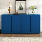 Madia a 4 ante, impiallacciatura di frassino, nero/blu navy, assemblaggio a 1 persona