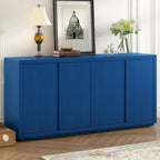 Madia a 4 ante, impiallacciatura di frassino, nero/blu navy, assemblaggio a 1 persona