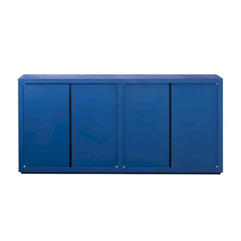 Madia a 4 ante, impiallacciatura di frassino, nero/blu navy, assemblaggio a 1 persona