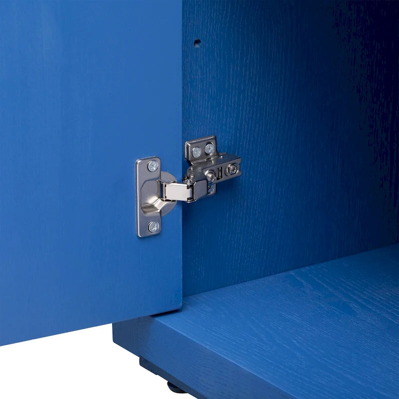 Madia a 4 ante, impiallacciatura di frassino, nero/blu navy, assemblaggio a 1 persona