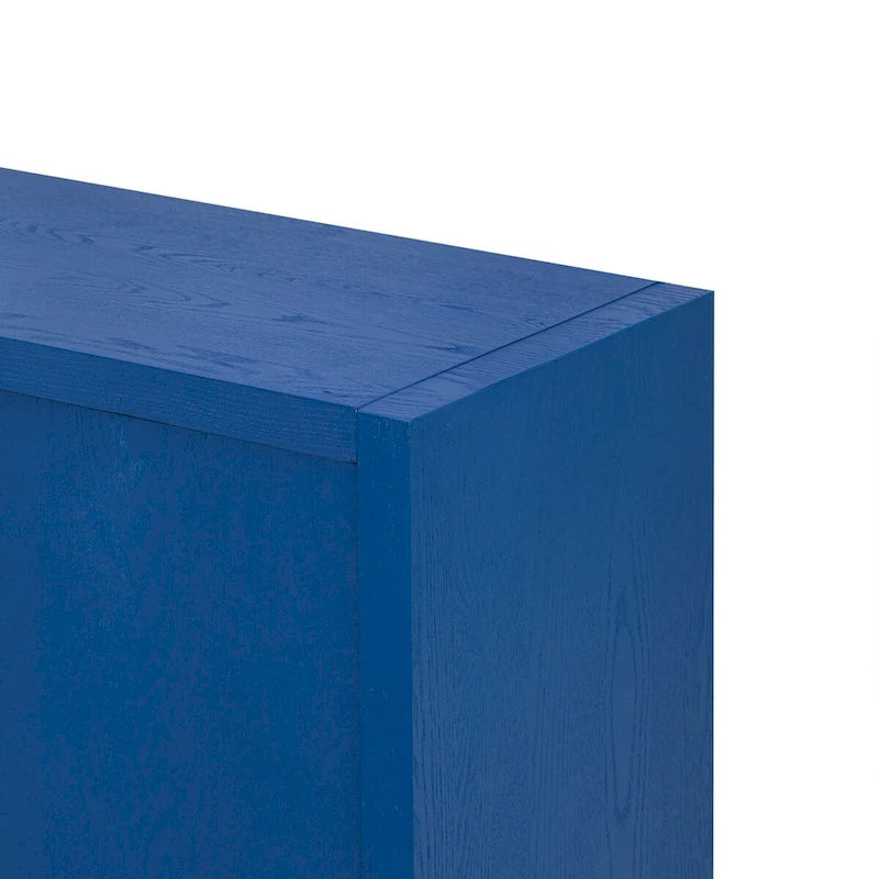 Madia a 4 ante, impiallacciatura di frassino, nero/blu navy, assemblaggio a 1 persona