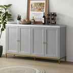Credenza a 4 ante in stile moderno grigio/nero con ripiani regolabili