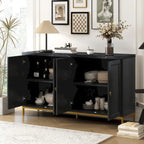 Credenza a 4 ante in stile moderno grigio/nero con ripiani regolabili
