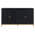 Credenza a 4 ante in stile moderno grigio/nero con ripiani regolabili