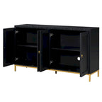 Credenza a 4 ante in stile moderno grigio/nero con ripiani regolabili