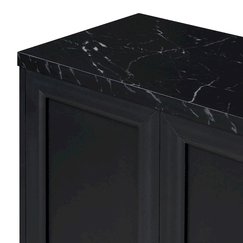 Credenza a 4 ante in stile moderno grigio/nero con ripiani regolabili