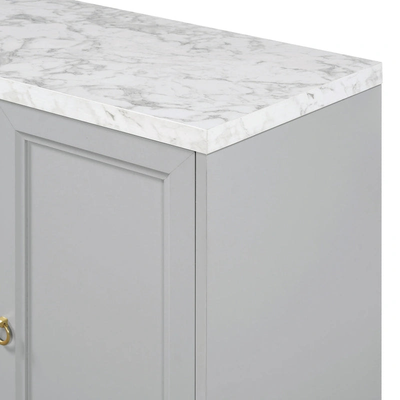 Credenza a 4 ante in stile moderno grigio/nero con ripiani regolabili
