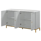 Credenza a 4 ante in stile moderno grigio/nero con ripiani regolabili