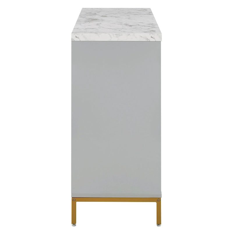 Credenza a 4 ante in stile moderno grigio/nero con ripiani regolabili