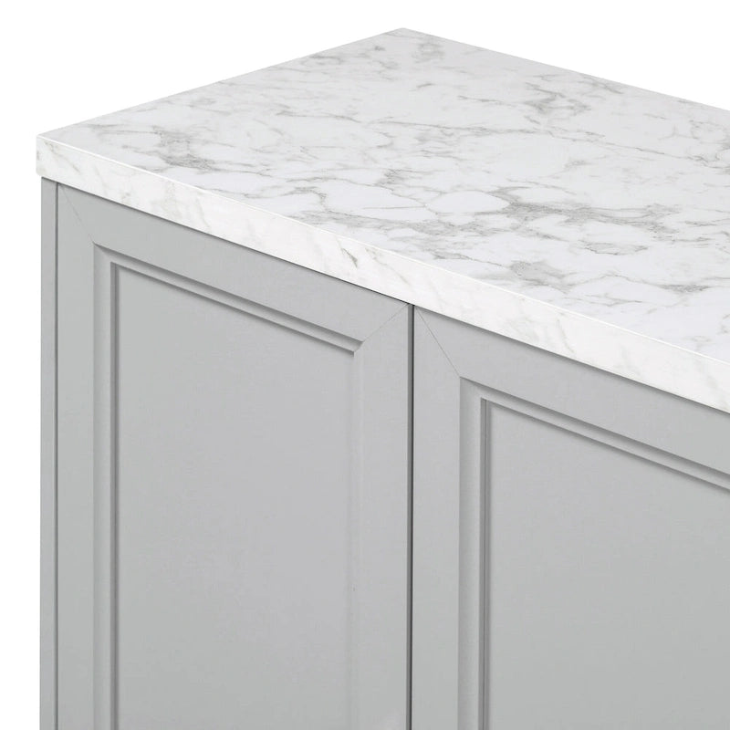 Credenza a 4 ante in stile moderno grigio/nero con ripiani regolabili