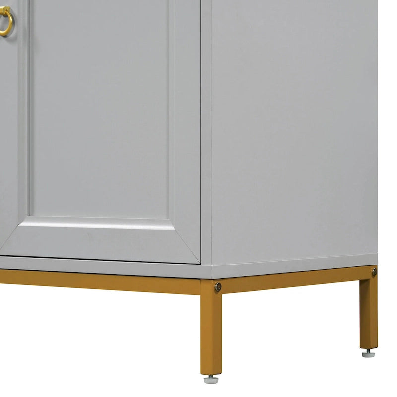 Credenza a 4 ante in stile moderno grigio/nero con ripiani regolabili