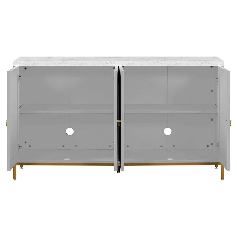 Credenza a 4 ante in stile moderno grigio/nero con ripiani regolabili