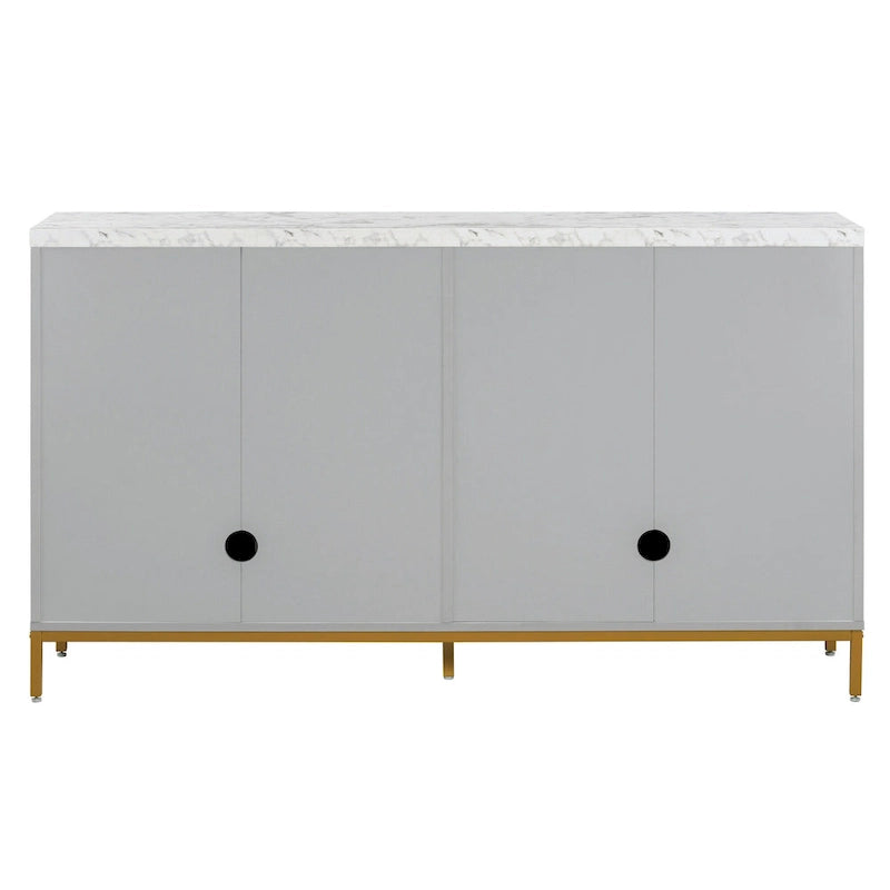 Credenza a 4 ante in stile moderno grigio/nero con ripiani regolabili