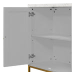 Credenza a 4 ante in stile moderno grigio/nero con ripiani regolabili