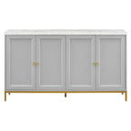 Credenza a 4 ante in stile moderno grigio/nero con ripiani regolabili