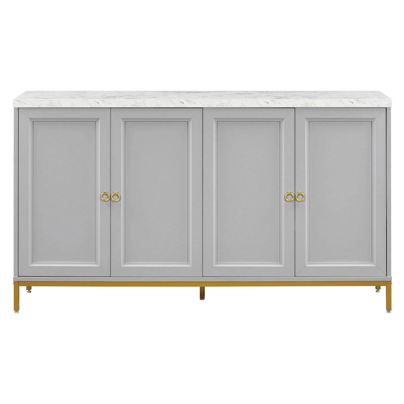Credenza a 4 ante in stile moderno grigio/nero con ripiani regolabili