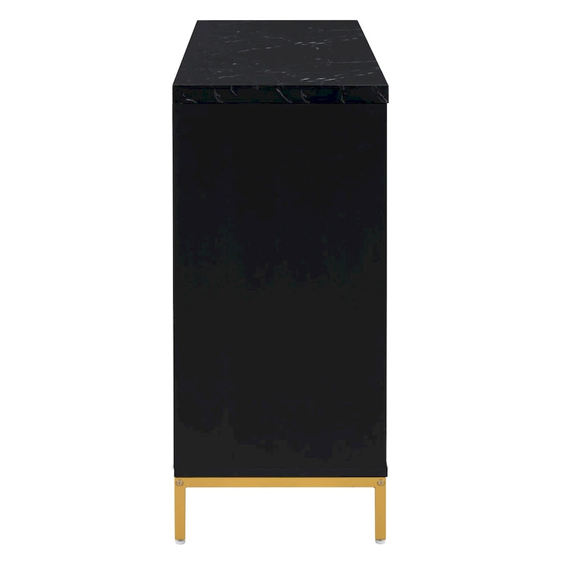 Credenza a 4 ante in stile moderno grigio/nero con ripiani regolabili