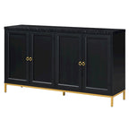 Credenza a 4 ante in stile moderno grigio/nero con ripiani regolabili