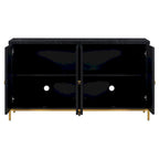 Credenza a 4 ante in stile moderno grigio/nero con ripiani regolabili