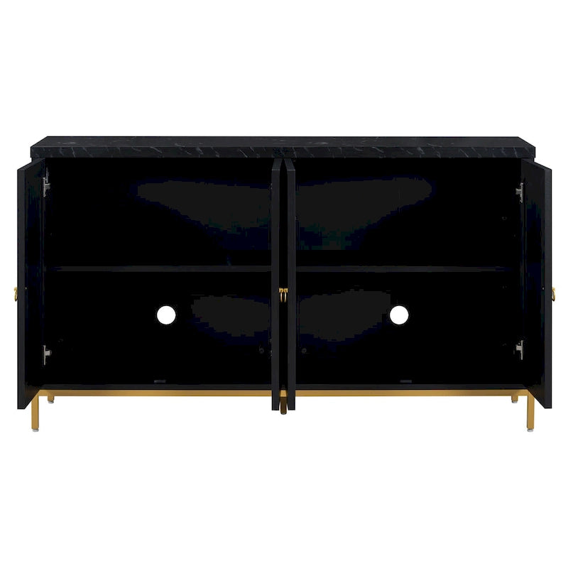 Credenza a 4 ante in stile moderno grigio/nero con ripiani regolabili