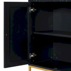 Credenza a 4 ante in stile moderno grigio/nero con ripiani regolabili