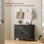Credenza con anta scorrevole rustica bianca e marrone miele/grigio pietra – 1 cassetto, 1 armadietto, adatta per 1-2 persone