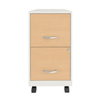 Classificatore mobile in metallo a 2 cassetti bianco/nero con frontali effetto legno