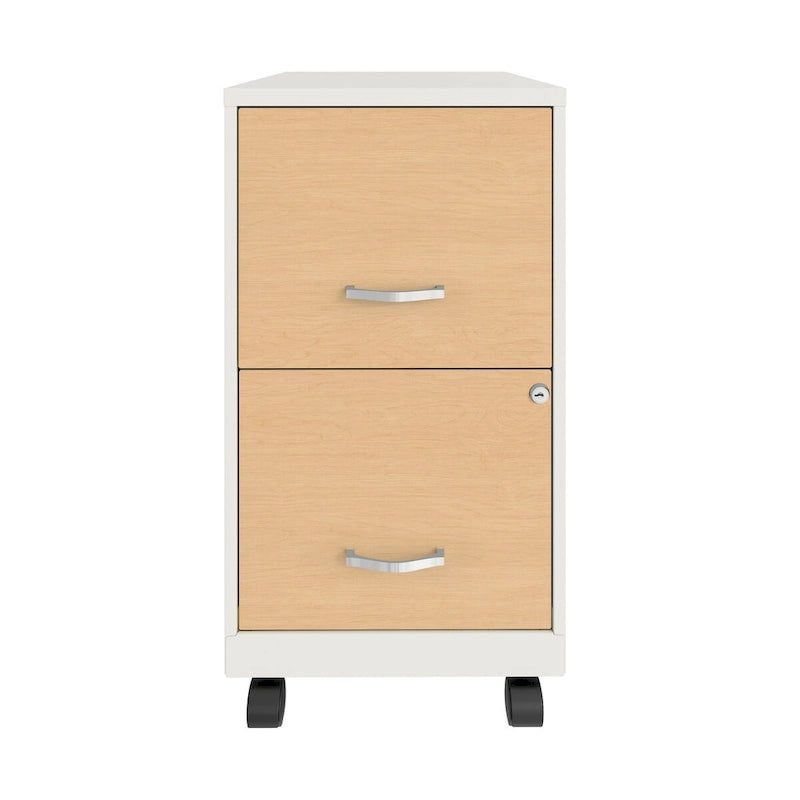 Classificatore mobile in metallo a 2 cassetti bianco/nero con frontali effetto legno