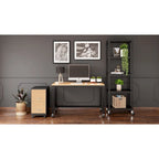 Classificatore mobile in metallo a 2 cassetti bianco/nero con frontali effetto legno