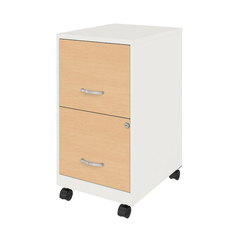 Classificatore mobile in metallo a 2 cassetti bianco/nero con frontali effetto legno
