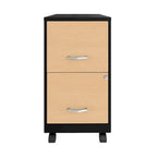 Classificatore mobile in metallo a 2 cassetti bianco/nero con frontali effetto legno