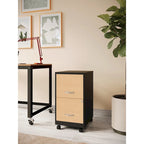 Classificatore mobile in metallo a 2 cassetti bianco/nero con frontali effetto legno