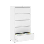Cassettiera classificatore laterale in acciaio bianco a 5 cassetti con serratura, per 1 utente