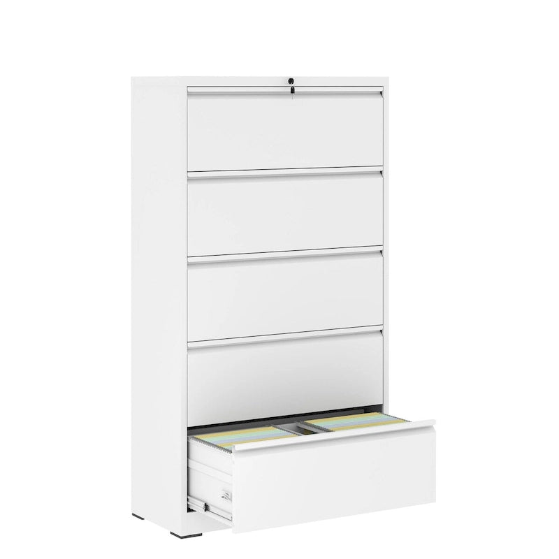 Cassettiera classificatore laterale in acciaio bianco a 5 cassetti con serratura, per 1 utente