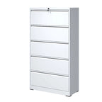 Cassettiera classificatore laterale in acciaio bianco a 5 cassetti con serratura, per 1 utente