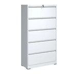 Cassettiera classificatore laterale in acciaio bianco a 5 cassetti con serratura, per 1 utente