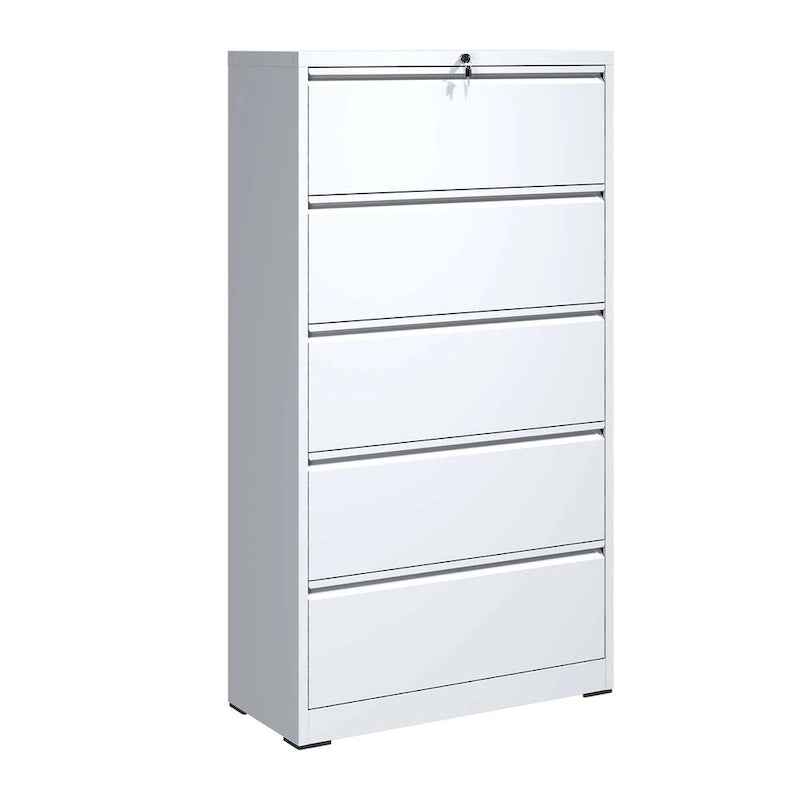 Cassettiera classificatore laterale in acciaio bianco a 5 cassetti con serratura, per 1 utente