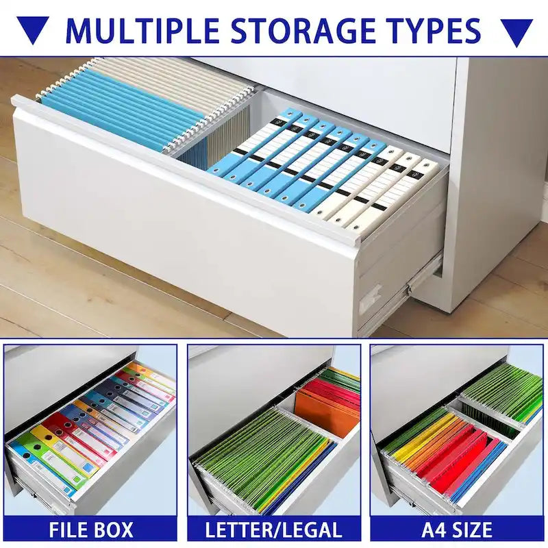 Cassettiera classificatore laterale in acciaio bianco a 5 cassetti con serratura, per 1 utente