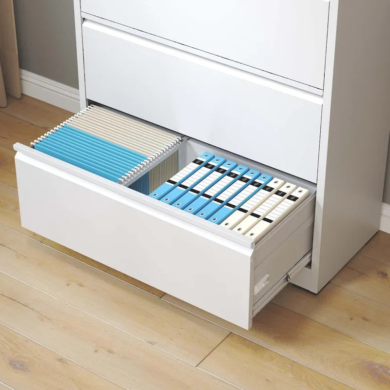 Cassettiera classificatore laterale in acciaio bianco a 5 cassetti con serratura, per 1 utente