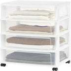 Carrello Contenitore a 4 Cassetti con Cassetti Satinati, Bianco/Nero, Unità Singola