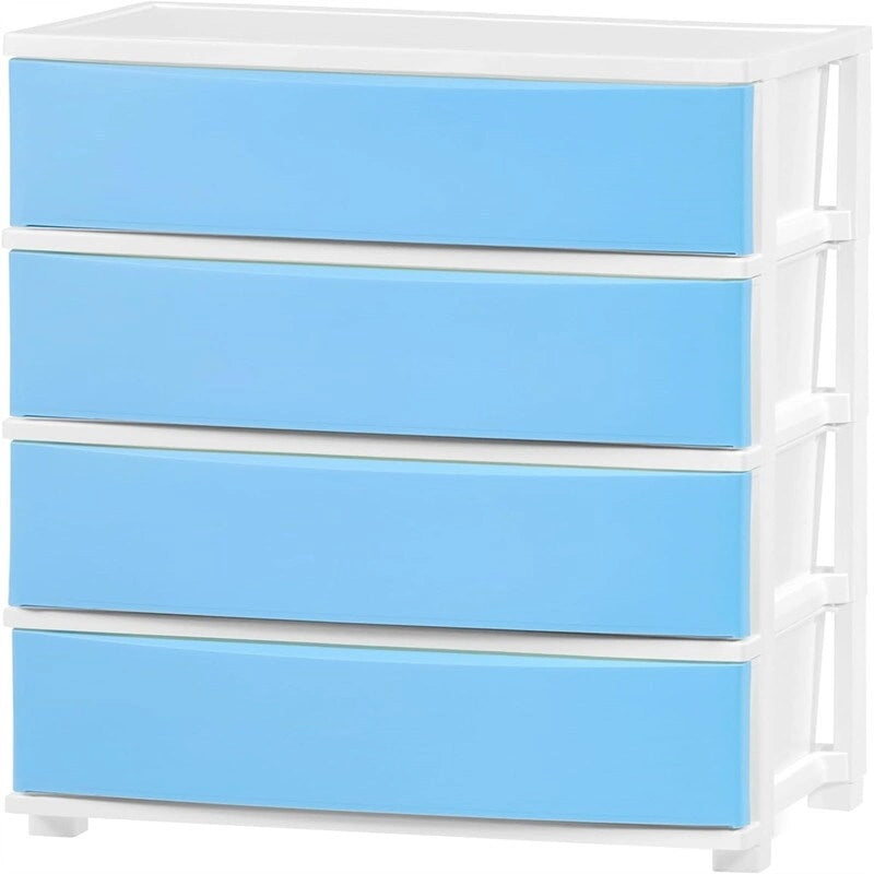 Carrello Contenitore a 4 Cassetti con Cassetti Satinati, Bianco/Nero, Unità Singola
