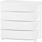 Carrello Contenitore a 4 Cassetti con Cassetti Satinati, Bianco/Nero, Unità Singola