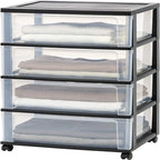Carrello Contenitore a 4 Cassetti con Cassetti Satinati, Bianco/Nero, Unità Singola